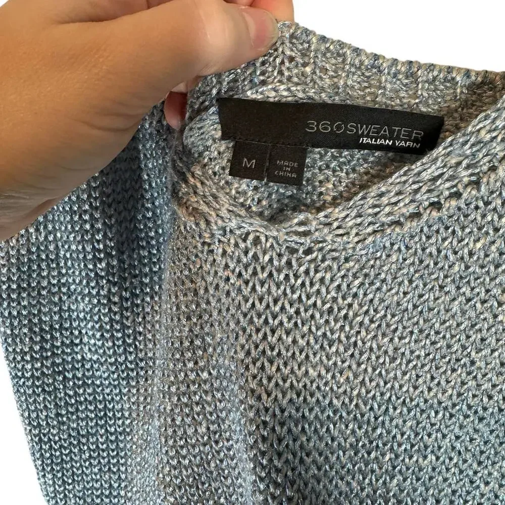 360 Cashmere‎ Sweater Italian Yarn Posey Cami Naples Blue Linen Medium